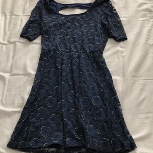 Navy blue dress with gold detailing